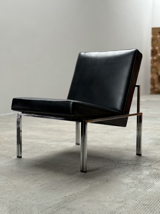 BAUHAUS LOUNGE SESSEL LEDER SCHWARZ STAHLROHR 1950er JAHRE