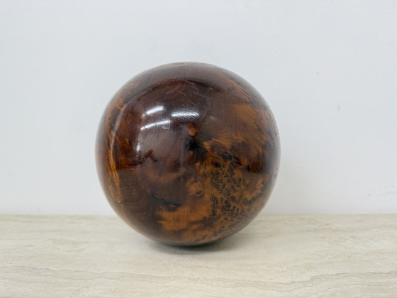 Image 1 of Large antique burl wood ball decorative wooden ball