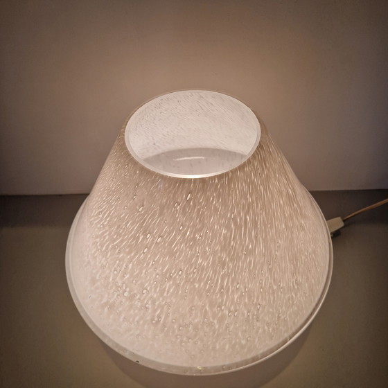 Image 1 of Lampada da tavolo vintage bianca di Glashutte Limburg, lampada a fungo