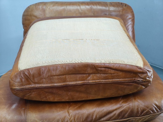 Image 1 of Een paar Arcon Italia loungefauteuils van cognacbruin buffelleer.