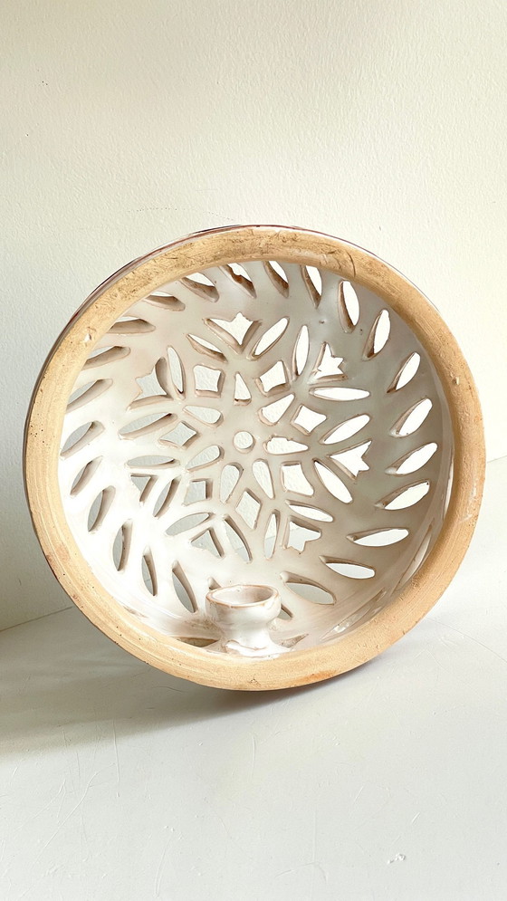 Image 1 of Kunsthandwerkliche Wandleuchte Terrakotta Zentrum Blau