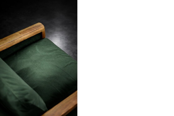 Image 1 of Divano e sedia vintage in palissandro norvegese e velluto verde bottiglia di Knut Sæter per Vatne Møbler, anni '60, set di 2