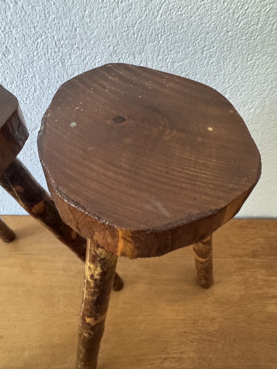 Image 1 of 60's Brutalist wood stools