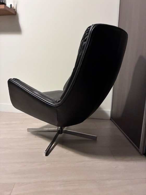 Image 1 of Draaistoel leder donkerbruin - Goossens 'Merci'