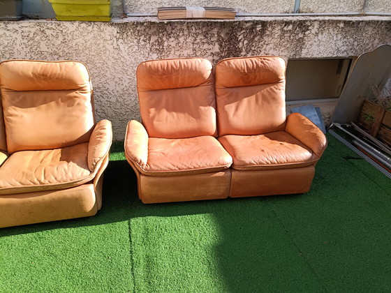 Image 1 of Conjunto completo de Sede de la década de 1970, modelo DS-44/47, de piel de búfalo gruesa.