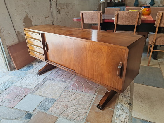 Buffet bas Midcentury, Bois, Marron (photo 4 sur 8)