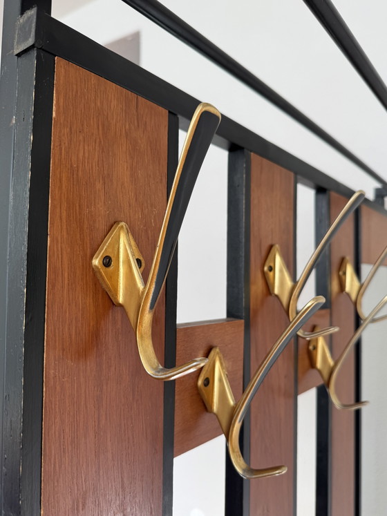 Mobile da ingresso vintage con panca contenitore e specchio – Appendiabiti, Metal, Wood (photo 6 of 9)