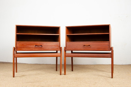 Pair of Scandinavian teak headboards by Arne Vodder for Vamo Sonderborg 1960.