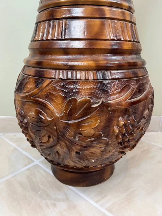 Bedeutende geschnitzte Holzvase – Pflanzkübel, Wood (photo 6 of 16)