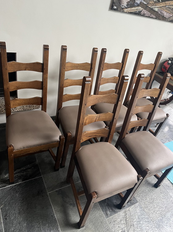 Image 1 of Vintage stoelen met nieuw skai bekleed set van 6