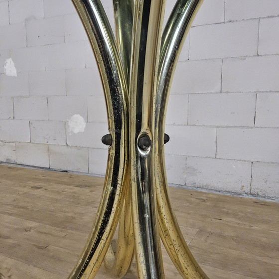 Image 1 of Vintage dining table set with chairs Gastone Rinaldi 70s brass (1970s) mid-century design (Italian design) Hollywood Regency