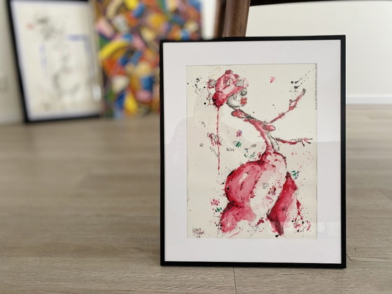 Pittura Esclusiva – Jacques Sparrow - "Pink Between the Lines." – Arte, Carta (photo 7 of 9)