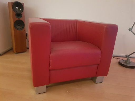 Rode Kunstlederen Clubfauteuil