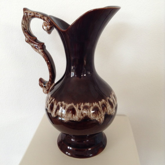 Image 1 of Mid - Century Ceramic Vintage Vase/Jug With Dripping Glaze
