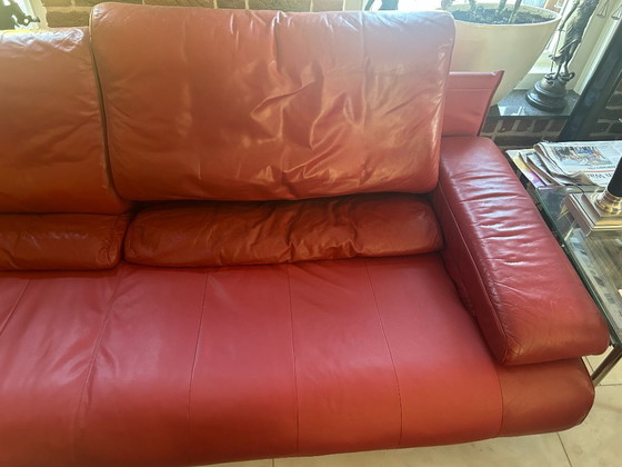 Rolf Benz 6500 Driezitsbank Rood Leer – 3-5 zitsbanken, Leather, rvs (photo 2 of 15)