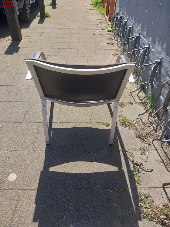 Image 1 of 1 x set of 2 IKEA lounge chairs by Tord Björklund 1990s leather and aluminium