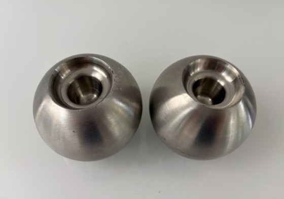Set of 2 Stainless Steel Candle holders – Double-Sided Design – rvs (photo 9 of 13)