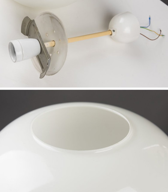 Image 1 of Bauhaus Art Deco hanglamp, opaalglas, wit, Mithras plafondlamp