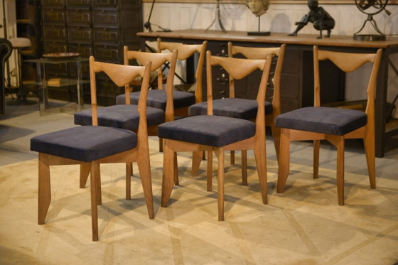 Image 1 of "Set van 6 stoelen van Guillerme en Chambron voor uw huis, jaren 1950"