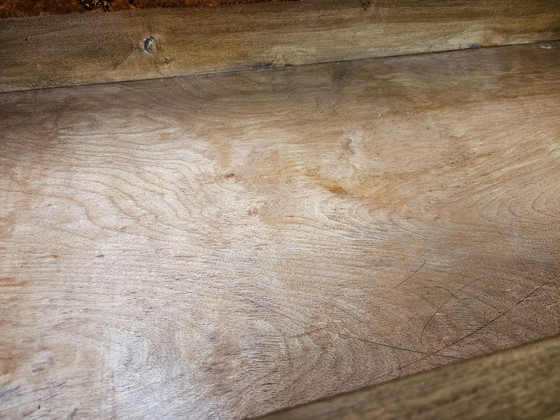 Image 1 of Buffet Art Déco des années 1950 en racine de bruyère et bois laqué, avec plateau en verre