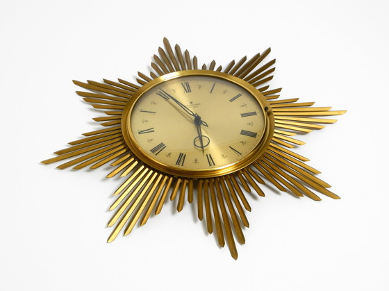 Image 1 of Magnifique horloge murale en laiton des années 1960 de Junghans ATO-MAT.