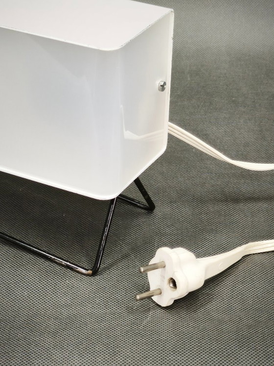 1970s Pokrok Žilina PS 11 Industrial Table Lamp, Czechoslovakia, Metal, Plastic, White (photo 9 of 10)