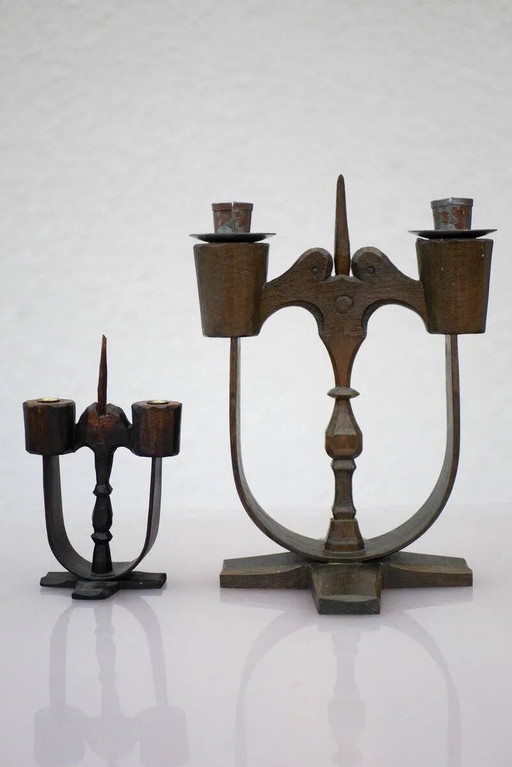 Bougeoirs en bois suédois de Taserud, 1955, lot de 2