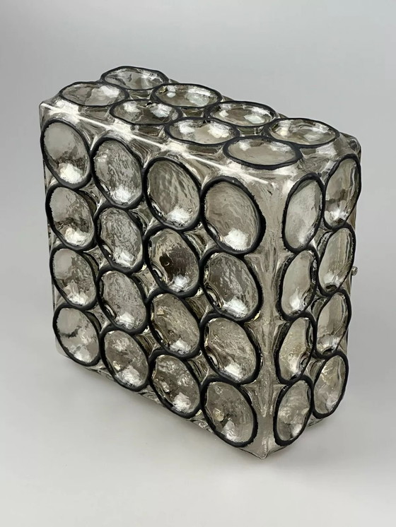 Image 1 of 60s 70s ceiling lamp Glashütte Limburg Germany Plafoniere glass & metal