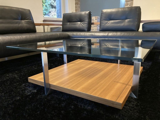 Tavolino da caffè Rolf Benz 8730 quadrato su ruote, 1 m x 1 m, in condizioni pari al nuovo.