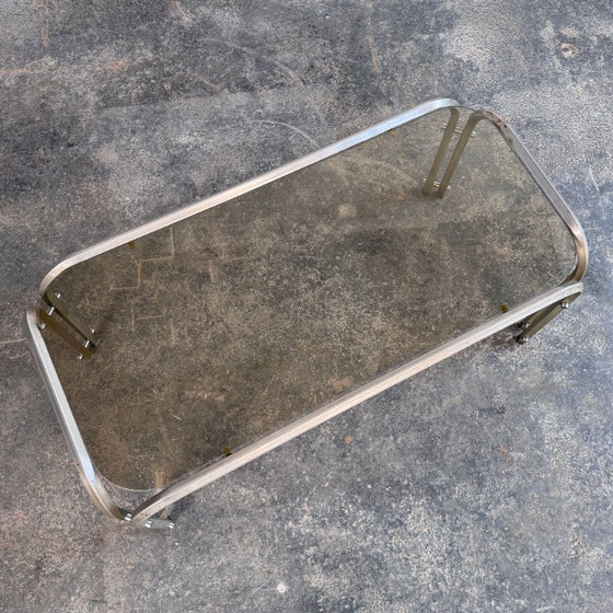 Image 1 of Steel and Glass Mid-Century Coffee Table, 1970