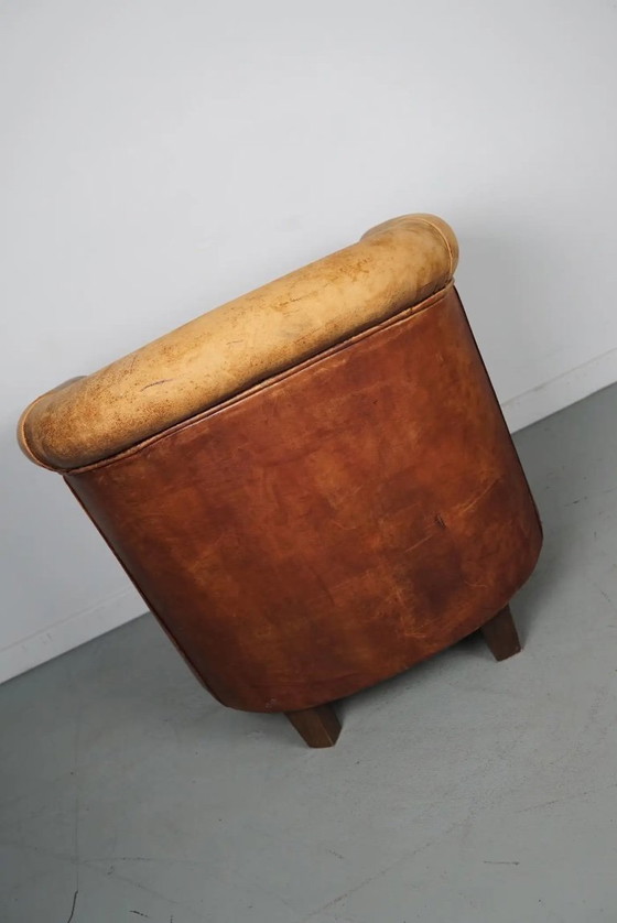 Image 1 of Vintage Nederlandse cognackleurige leren clubfauteuil