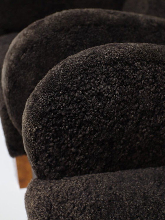 2 Danish 1940s Vintage Art Deco Armchairs, Sheep Wool (photo 12 of 13)