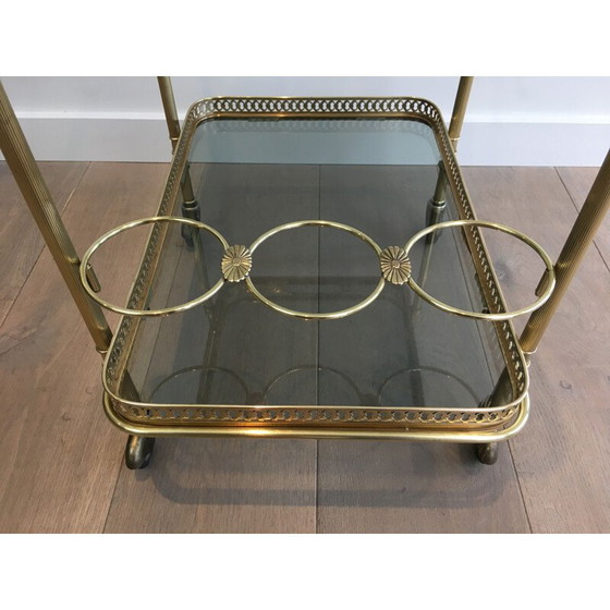 Image 1 of Vintage brass coffee table with neoclassical top, 1940