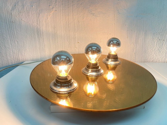 Image 1 of Fischer Leuchten wall lamp Ufo lamps made of mirror glass 70s 80s design