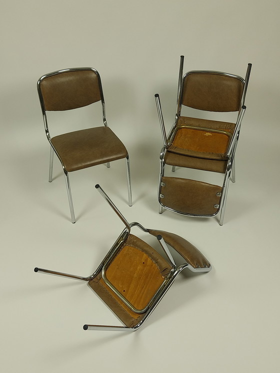 Image 1 of 4 sedie vintage in pelle Skai, anni '70
