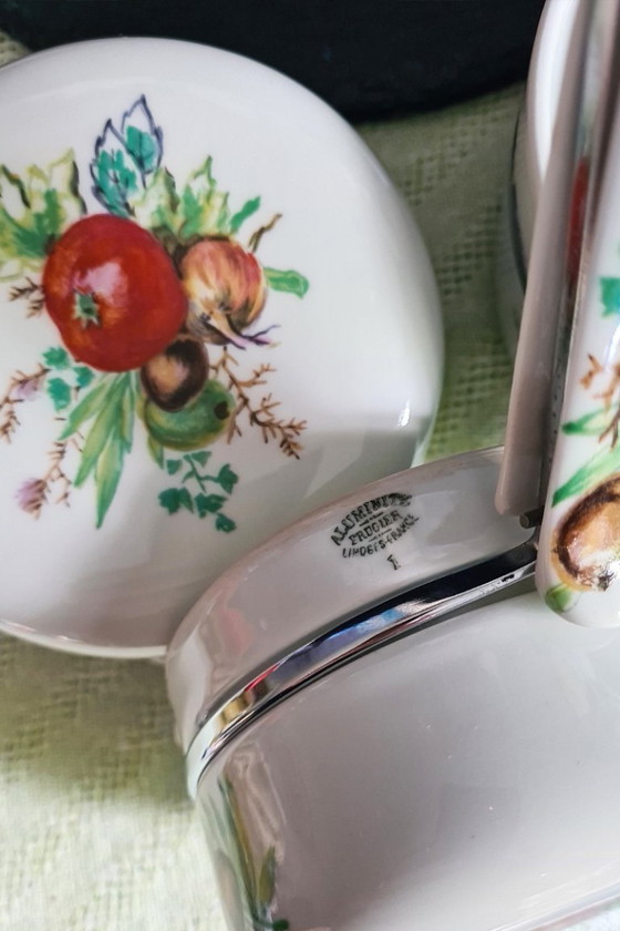 Image 1 of 3x Kochtöpfe aus Aluminit von Limoges, Frankreich, Marke Frugier, hochglanzpoliertes Haviland-Porzellan.