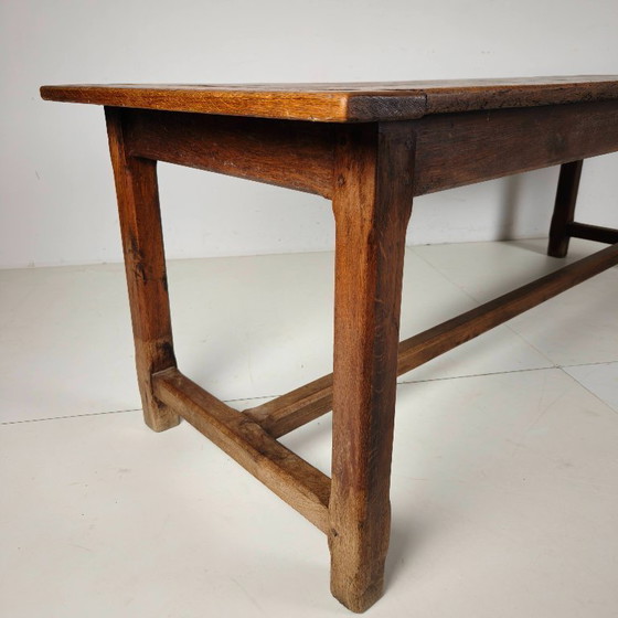 Image 1 of Table de ferme française en chêne, XIXe siècle