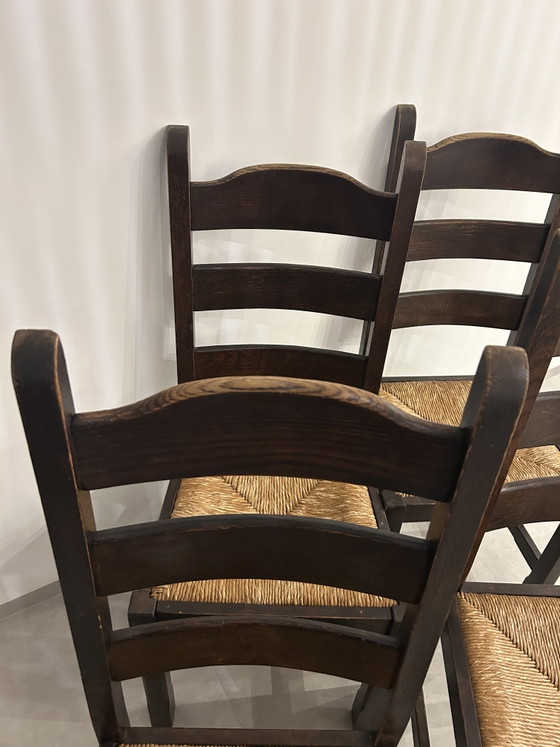 Image 1 of 4x Brutalistische ladderback stoelen
