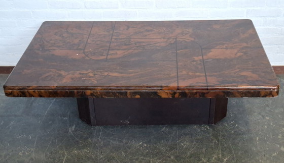 Brutalist coffee table with natural stone top 70s – Wood (photo 3 of 8)