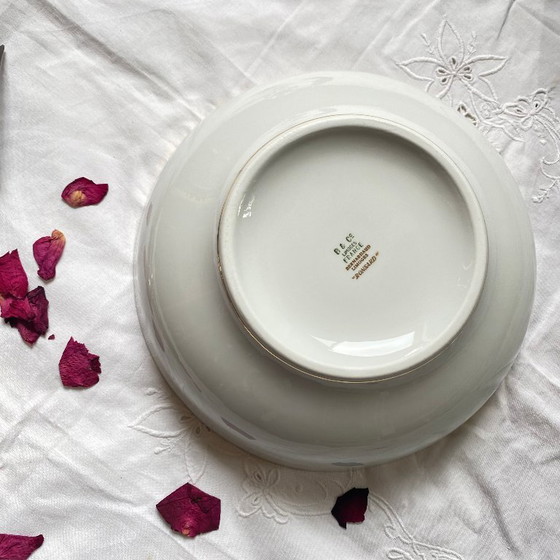 Image 1 of Limoges porcelain salad bowl with gilt decoration, Bernardaud Ronsard pattern