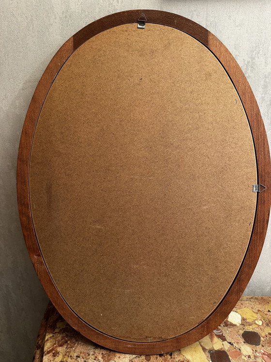 Miroir ovale vintage en bois teinté – 66 × 48,5 cm – Wood, Glass (photo 13 of 15)