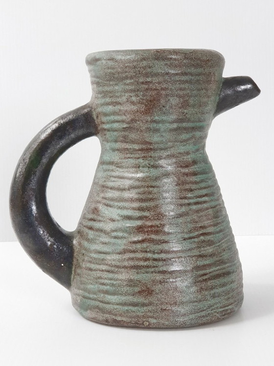 Image 1 of Schitterende vintage Franse kan uit de jaren 1950-1960, gesigneerd LMR, keramisch steengoed, jaren 50/60.