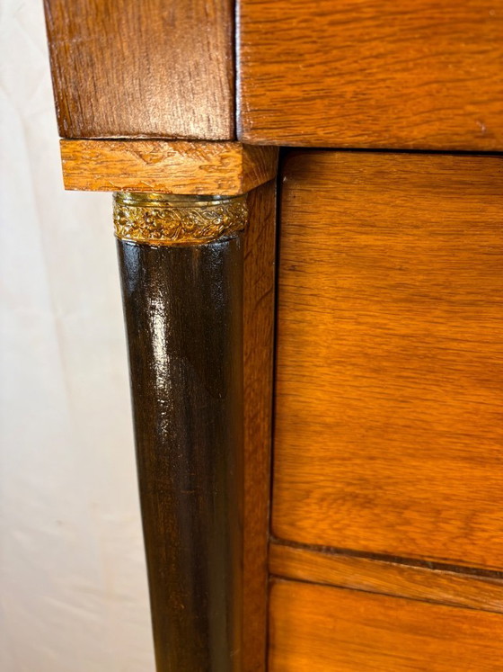 Image 1 of Antique Dutch Oak Empire Chiffonier Chest of Drawers ca1820  A striking and elegant antique Dutch Empire chiffonier chest of dra