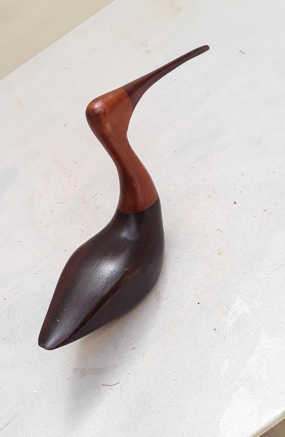 Image 1 of Sculpture en bois signée d'un Courlis d'Amérique par Art Eisenbrand , 1980 - Californie / USA .