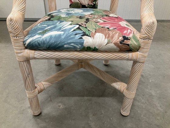 Image 1 of 6 chique Rotan/bamboe eetkamerstoelen, 1980