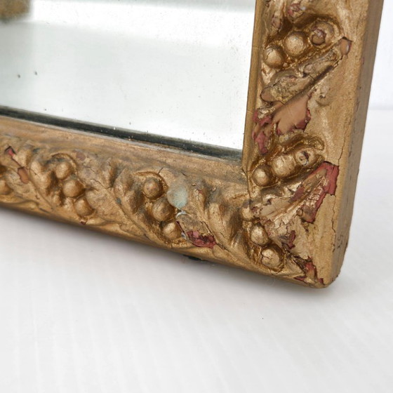 Image 1 of Specchio trittico vintage anni '50 in legno intagliato con lacca dorata, anni '50, autoportante