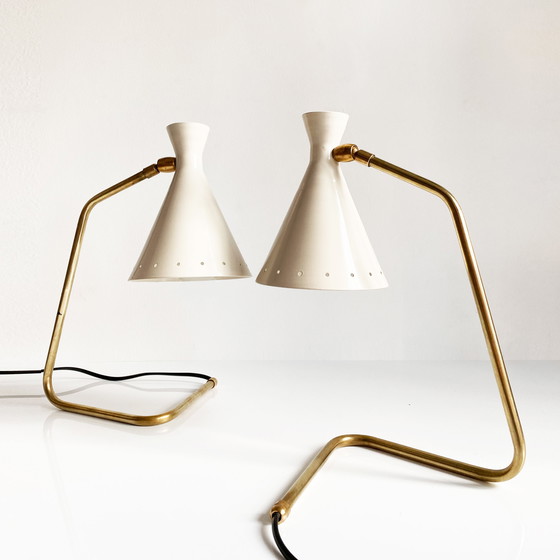 Image 1 of Paar Witte 50's Design Cocotte Lampen