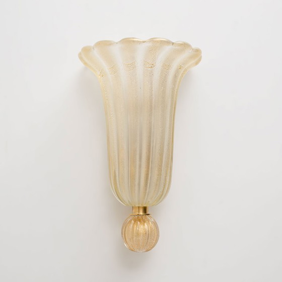 Image 1 of Pair of Murano Glass Wall Sconces with Gold Dust Inclusions