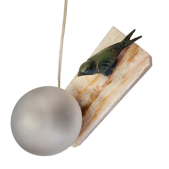 Image 1 of Lampe Art Déco française avec moineau