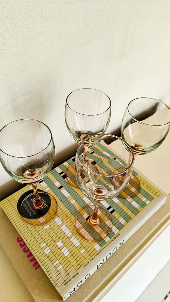 Image 1 of 12x vintage roze wijnglazen Luminarc France